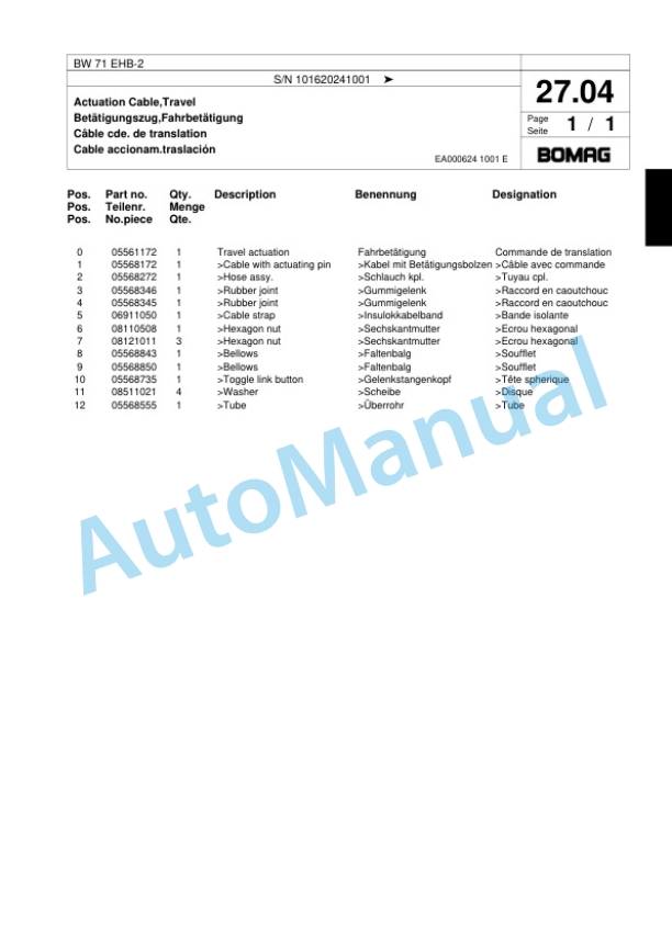 Bomag BW 71 EHB-2 Single-Drum Vibration Roller Spare Parts Catalogue 00817601 3 Bomag BW 71 EHB-2 Single-Drum Vibration Roller Spare Parts Catalogue 00817601-3