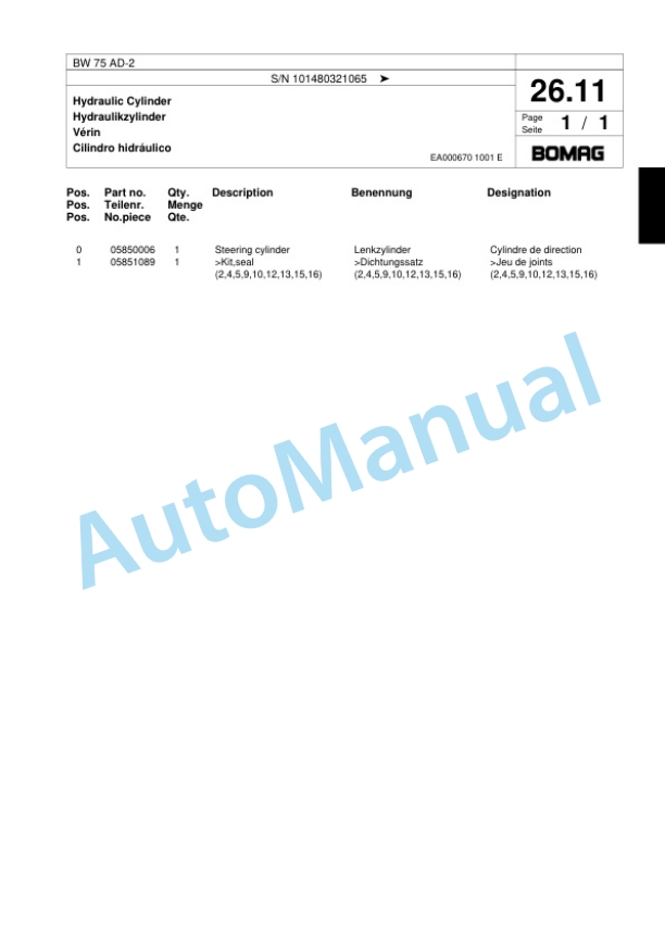 Bomag BW 75 AD-2 Double Vibratory Roller Spare Parts Catalogue 00817563 2 Bomag BW 75 AD-2 Double Vibratory Roller Spare Parts Catalogue 00817563-2