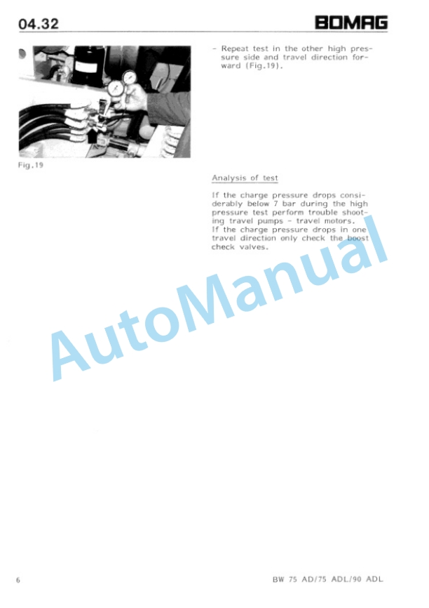 Bomag BW 75 AD, BW 75 ADL, BW 90 ADL Tandem Vibrating Roller Repair Instructions 00819015 2 Bomag BW 75 AD, BW 75 ADL, BW 90 ADL Tandem Vibrating Roller Repair Instructions 00819015-2