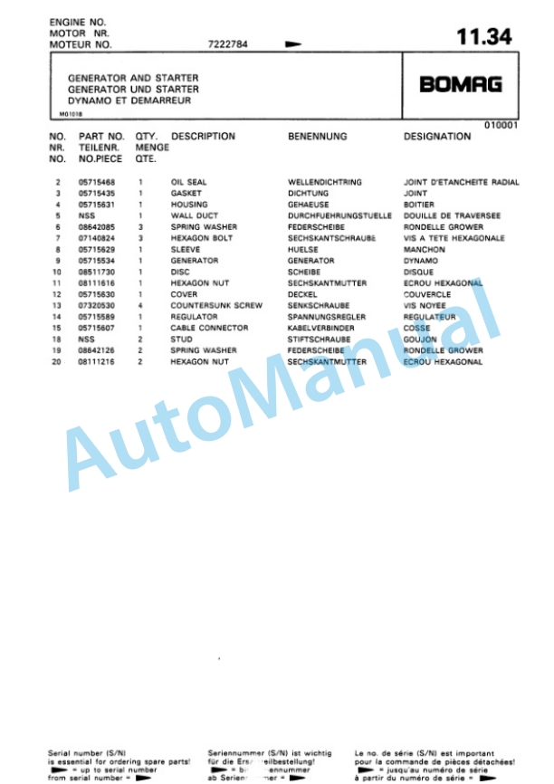 Bomag BW 75 AD Double Vibratory Roller Spare Parts Catalogue 00810032 2 Bomag BW 75 AD Double Vibratory Roller Spare Parts Catalogue 00810032-2