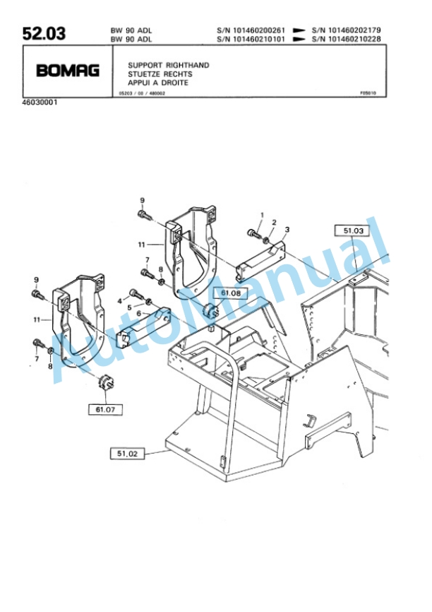 Bomag BW 75 ADL, BW 90 ADL Tandem Vibratory Roller Spare Parts Catalogue 00810017 3 Bomag BW 75 ADL, BW 90 ADL Tandem Vibratory Roller Spare Parts Catalogue 00810017-3