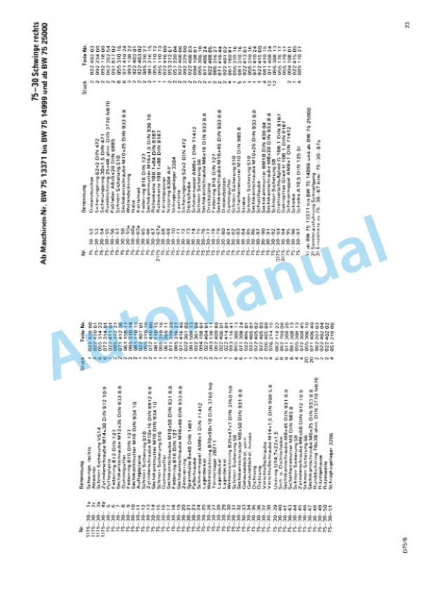 Bomag BW 75 Double Vibratory Roller Spare Parts Catalogue 00810400 GE 2 Bomag BW 75 Double Vibratory Roller Spare Parts Catalogue 00810400 GE-2