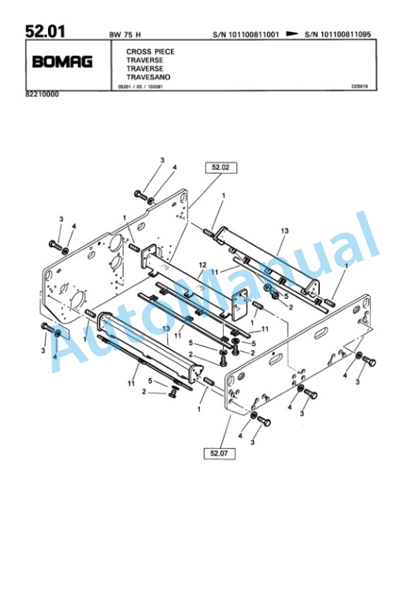 Bomag BW 75 H Double Vibratory Roller Spare Parts Catalogue 00810196 2 Bomag BW 75 H Double Vibratory Roller Spare Parts Catalogue 00810196-2