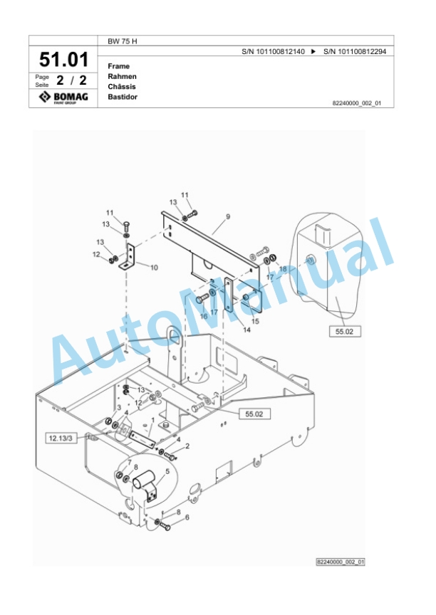 Bomag BW 75 H Double Vibratory Roller Spare Parts Catalogue 00818779 2 Bomag BW 75 H Double Vibratory Roller Spare Parts Catalogue 00818779-2