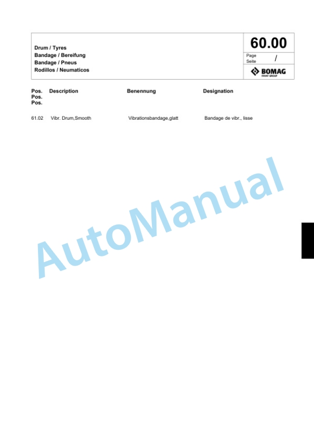 Bomag BW 75 H Double Vibratory Roller Spare Parts Catalogue 00818779 3 Bomag BW 75 H Double Vibratory Roller Spare Parts Catalogue 00818779-3