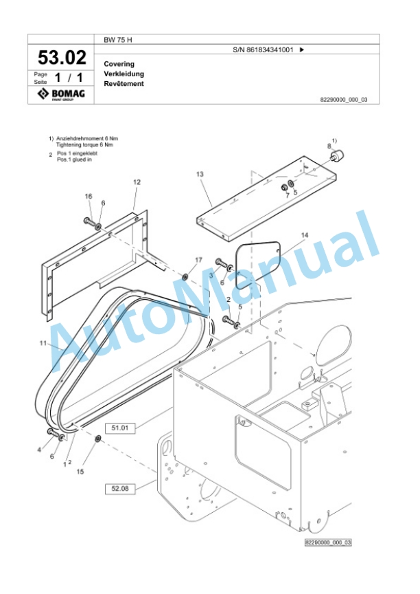 Bomag BW 75 H Double Vibratory Roller Spare Parts Catalogue 00825327 2 Bomag BW 75 H Double Vibratory Roller Spare Parts Catalogue 00825327-2