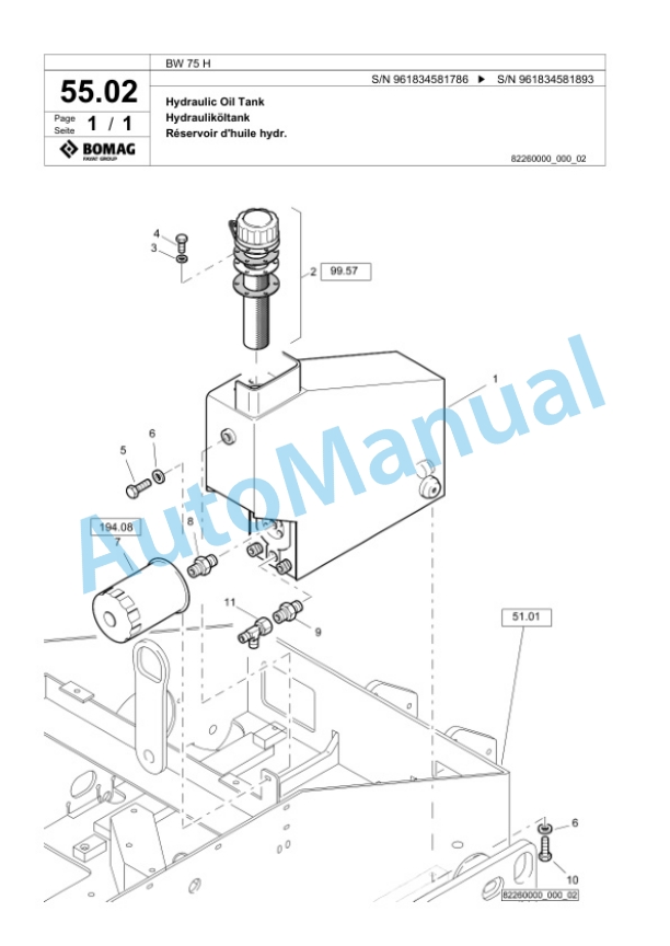 Bomag BW 75 H Double Vibratory Roller Spare Parts Catalogue 00826079 2 Bomag BW 75 H Double Vibratory Roller Spare Parts Catalogue 00826079-2