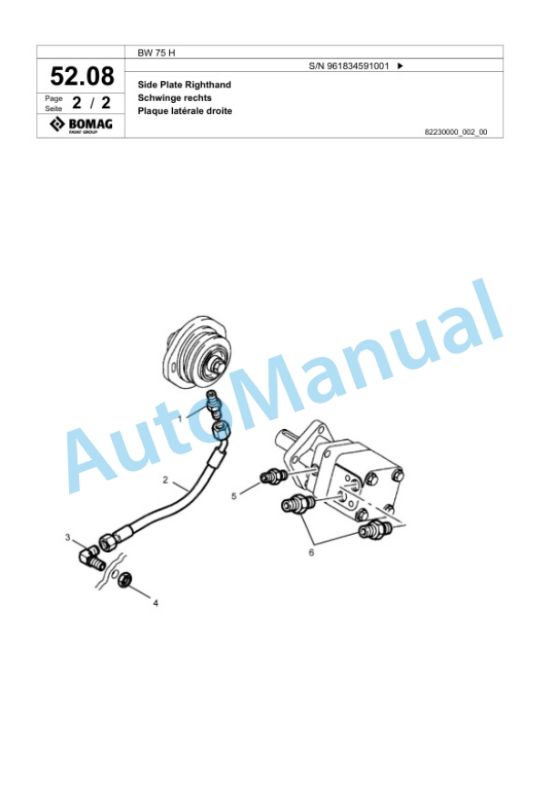 Bomag BW 75 H Double Vibratory Roller Spare Parts Catalogue 00826081 2 Bomag BW 75 H Double Vibratory Roller Spare Parts Catalogue 00826081-2