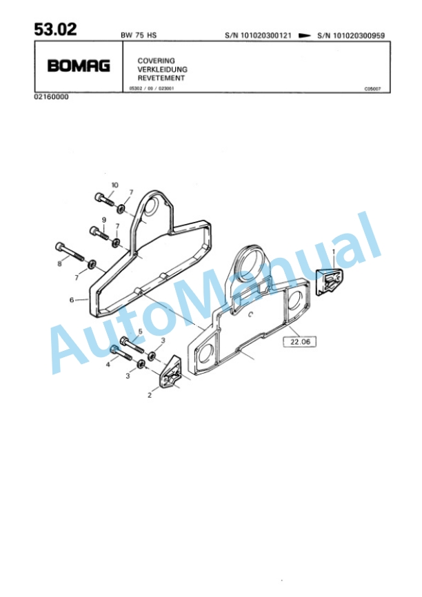 Bomag BW 75 HS Double Vibratory Roller Spare Parts Catalogue 00810015 5 Bomag BW 75 HS Double Vibratory Roller Spare Parts Catalogue 00810015-5
