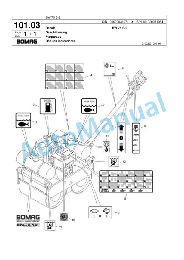 Bomag BW 75 S-2 Double Vibratory Roller Spare Parts Catalogue 00818077 5 Bomag BW 75 S-2 Double Vibratory Roller Spare Parts Catalogue 00818077-5