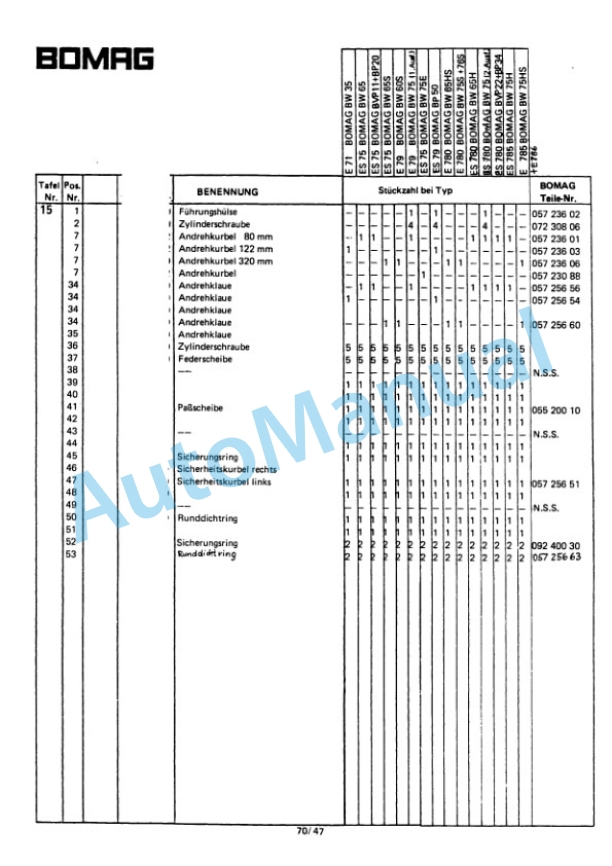 Bomag BW 75 S Double Vibratory Roller Spare Parts Catalogue 00810507 GE 5 Bomag BW 75 S Double Vibratory Roller Spare Parts Catalogue 00810507 GE-5