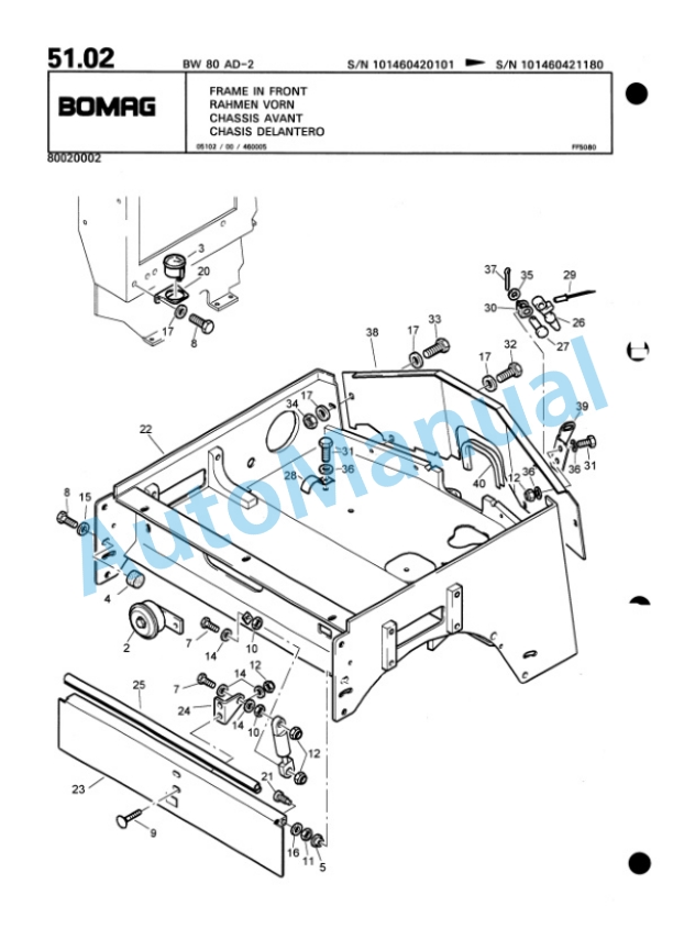 Bomag BW 80 AD-2, BW 80 ADH-2 Tandem Vibratory Roller Spare Parts Catalogue 00810280 2 Bomag BW 80 AD-2, BW 80 ADH-2 Tandem Vibratory Roller Spare Parts Catalogue 00810280-2