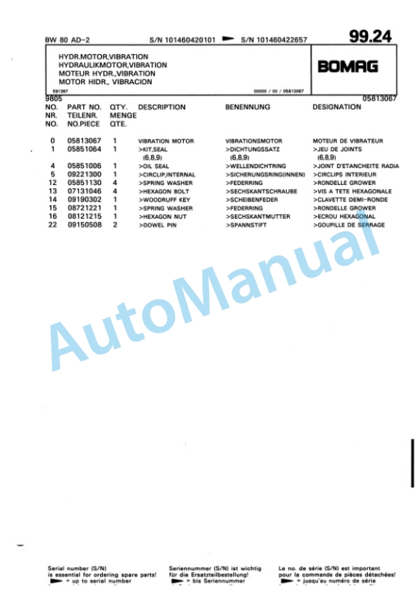 Bomag BW 80 AD-2, BW 80 ADH-2 Tandem Vibratory Roller Spare Parts Catalogue 00810280 4 Bomag BW 80 AD-2, BW 80 ADH-2 Tandem Vibratory Roller Spare Parts Catalogue 00810280-4