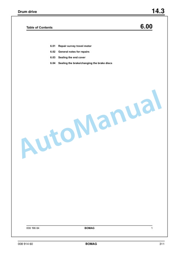 Bomag BW 80 AD-2, BW 90 AD-2, BW 100 ADM-2, BW 90 AC-2, BW 80 ADS Tandem Vibratory Roller Service Manual 00891460 5 Bomag BW 80 AD-2, BW 90 AD-2, BW 100 ADM-2, BW 90 AC-2, BW 80 ADS Tandem Vibratory Roller Service Manual 00891460 - Image 5