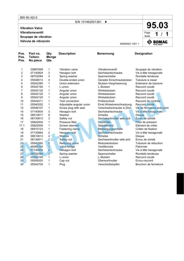 Bomag BW 80 AD-5 Tandem Vibratory Roller Spare Parts Catalogue 00818707 3 Bomag BW 80 AD-5 Tandem Vibratory Roller Spare Parts Catalogue 00818707-3