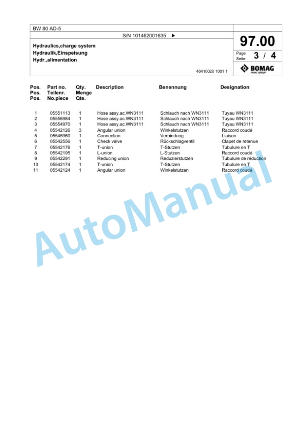 Bomag BW 80 AD-5 Tandem Vibratory Roller Spare Parts Catalogue 00824117 3 Bomag BW 80 AD-5 Tandem Vibratory Roller Spare Parts Catalogue 00824117-3
