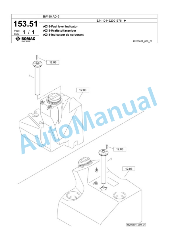 Bomag BW 80 AD-5 Tandem Vibratory Roller Spare Parts Catalogue 00824117 5 Bomag BW 80 AD-5 Tandem Vibratory Roller Spare Parts Catalogue 00824117-5