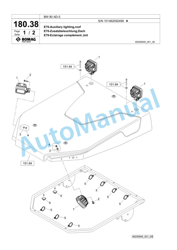 Bomag BW 80 AD-5 Tandem Vibratory Roller Spare Parts Catalogue 00825283 4 Bomag BW 80 AD-5 Tandem Vibratory Roller Spare Parts Catalogue 00825283-4