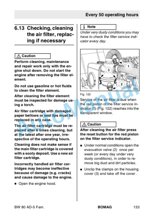Bomag BW 80 AD-5 to BW 100 SCC-5 Tandem Vibratory Roller Operating and Maintenance Instructions 00806701 2012 4 Bomag BW 80 AD-5 to BW 100 SCC-5 Tandem Vibratory Roller Operating and Maintenance Instructions 00806701 2012-4