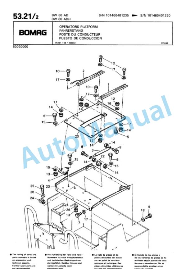 Bomag BW 80 AD, BW 80 ADH Tandem Vibratory Roller Spare Parts Catalogue 00810080 2 Bomag BW 80 AD, BW 80 ADH Tandem Vibratory Roller Spare Parts Catalogue 00810080-2