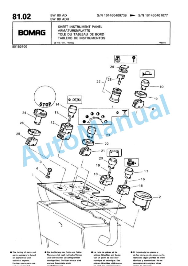 Bomag BW 80 AD, BW 80 ADH Tandem Vibratory Roller Spare Parts Catalogue 00810080 3 Bomag BW 80 AD, BW 80 ADH Tandem Vibratory Roller Spare Parts Catalogue 00810080-3