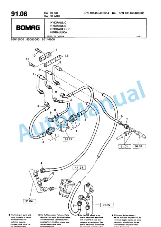 Bomag BW 80 AD, BW 80 ADH Tandem Vibratory Roller Spare Parts Catalogue 00810080 5 Bomag BW 80 AD, BW 80 ADH Tandem Vibratory Roller Spare Parts Catalogue 00810080-5
