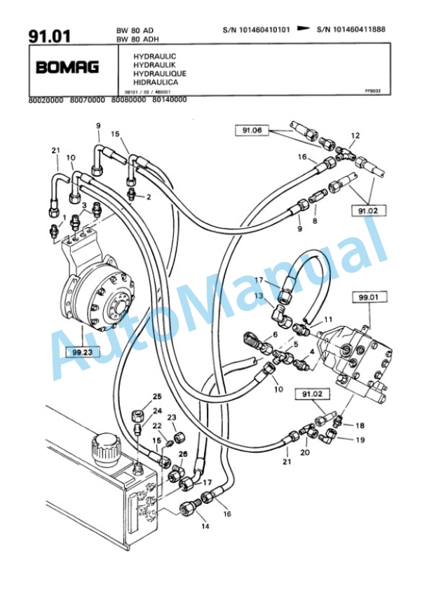 Bomag BW 80 AD, BW 80 ADH Tandem Vibratory Roller Spare Parts Catalogue 00810180 4 Bomag BW 80 AD, BW 80 ADH Tandem Vibratory Roller Spare Parts Catalogue 00810180-4