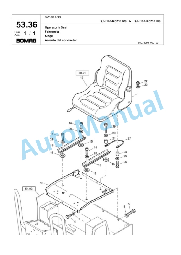 Bomag BW 80 ADS Combination Roller Spare Parts Catalogue 00817567 2 Bomag BW 80 ADS Combination Roller Spare Parts Catalogue 00817567-2