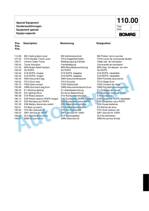 Bomag BW 80 ADS Combination Roller Spare Parts Catalogue 00818513 5 Bomag BW 80 ADS Combination Roller Spare Parts Catalogue 00818513-5