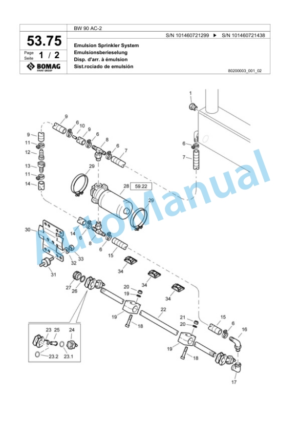 Bomag BW 90 AC-2 Combination Roller Spare Parts Catalogue 00817568 2 Bomag BW 90 AC-2 Combination Roller Spare Parts Catalogue 00817568-2