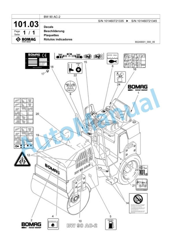 Bomag BW 90 AC-2 Combination Roller Spare Parts Catalogue 00817568 4 Bomag BW 90 AC-2 Combination Roller Spare Parts Catalogue 00817568-4