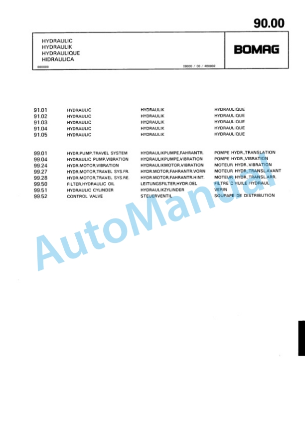 Bomag BW 90 AC, BW 90 ADS Combination Roller Spare Parts Catalogue 00810000 3 Bomag BW 90 AC, BW 90 ADS Combination Roller Spare Parts Catalogue 00810000-3