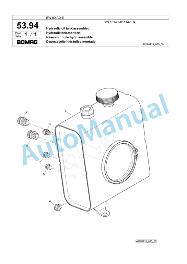 Bomag BW 90 AD-5 Tandem Vibratory Roller Spare Parts Catalogue 00818709 2 Bomag BW 90 AD-5 Tandem Vibratory Roller Spare Parts Catalogue 00818709-2