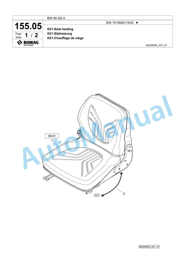 Bomag BW 90 AD-5 Tandem Vibratory Roller Spare Parts Catalogue 00824119 5 Bomag BW 90 AD-5 Tandem Vibratory Roller Spare Parts Catalogue 00824119-5