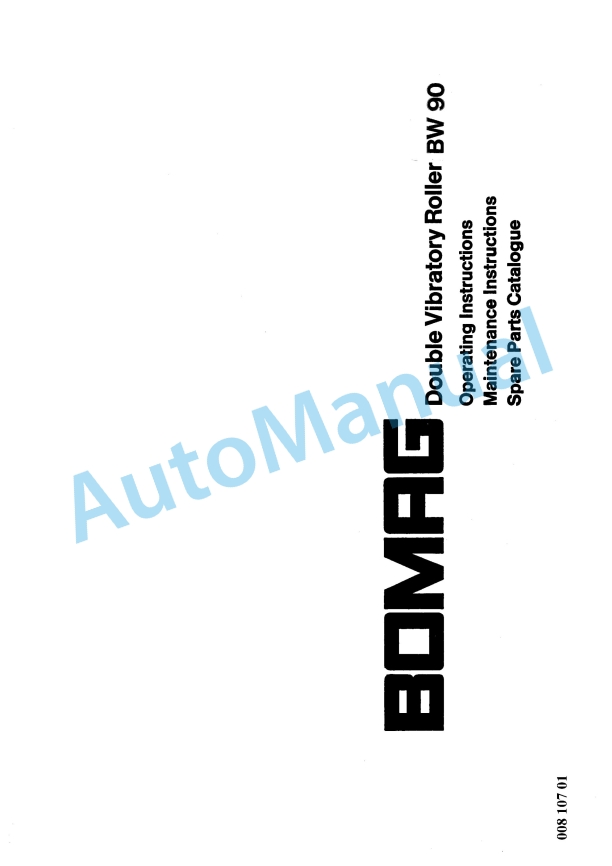 Bomag BW 90 Double Vibratory Roller Spare Parts Catalogue 00810701 1 Bomag BW 90 Double Vibratory Roller Spare Parts Catalogue 00810701