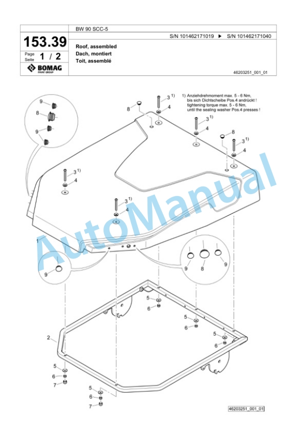 Bomag BW 90 SCC-5 Combination Roller Spare Parts Catalogue 00826451 4 Bomag BW 90 SCC-5 Combination Roller Spare Parts Catalogue 00826451-4