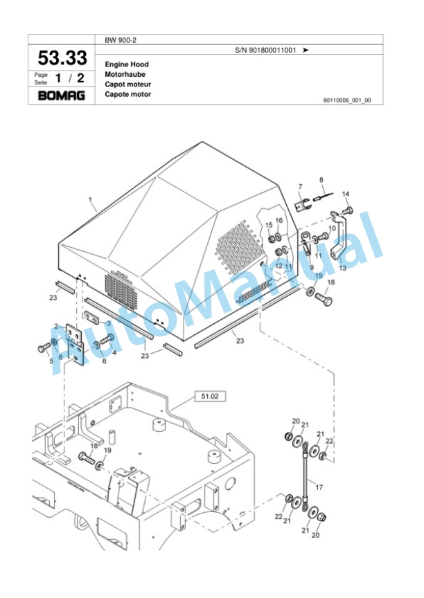 Bomag BW 900-4 Tandem Vibratory Roller Spare Parts Catalogue 00817821 2 Bomag BW 900-4 Tandem Vibratory Roller Spare Parts Catalogue 00817821-2