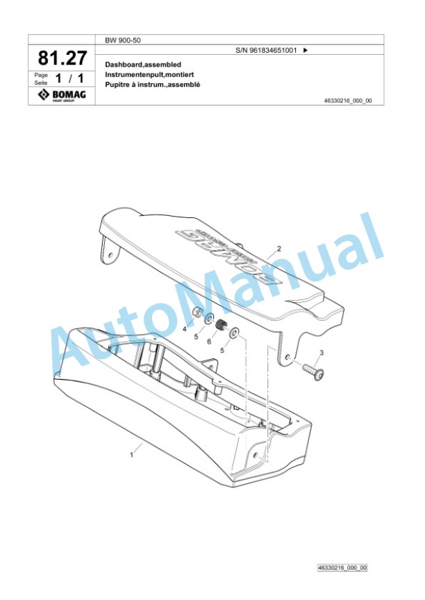 Bomag BW 900-50 Tandem Vibratory Roller Spare Parts Catalogue 00826539 4 Bomag BW 900-50 Tandem Vibratory Roller Spare Parts Catalogue 00826539-4