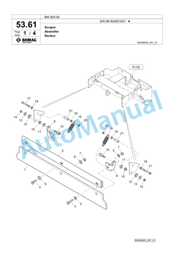 Bomag BW 900-50 Tandem Vibratory Roller Spare Parts Catalogue 00827119 2 Bomag BW 900-50 Tandem Vibratory Roller Spare Parts Catalogue 00827119-2