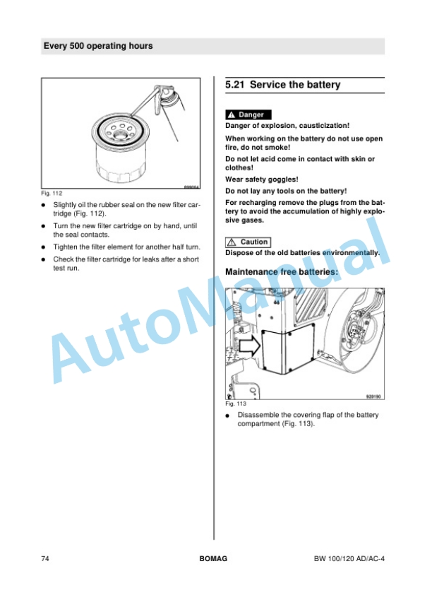 Bomag BW100AD-4, BW120 AD-4, BW100AC-4, BW120 AC-4 Tandem Vibratory Roller Operating and Maintenance Instructions 00811481 4 Bomag BW100AD-4, BW120 AD-4, BW100AC-4, BW120 AC-4 Tandem Vibratory Roller Operating and Maintenance Instructions 00811481 - Image 4