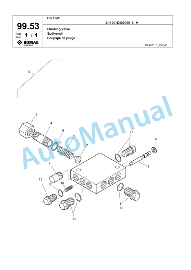 Bomag BW11AS Steel Wheel Roller Spare Parts Catalogue 00817891 4 Bomag BW11AS Steel Wheel Roller Spare Parts Catalogue 00817891-4