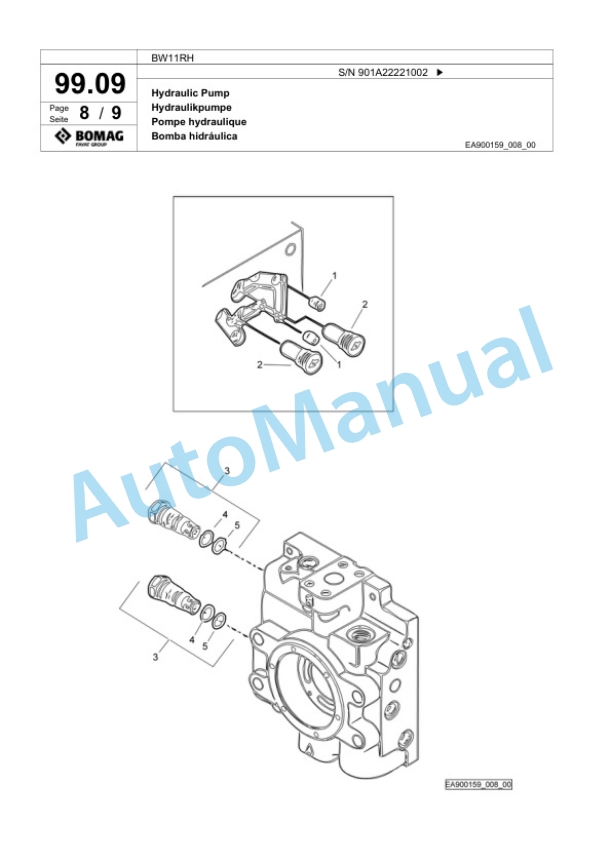 Bomag BW11RH Pneumatic Tyred Roller Spare Parts Catalogue 00818825 5 Bomag BW11RH Pneumatic Tyred Roller Spare Parts Catalogue 00818825-5