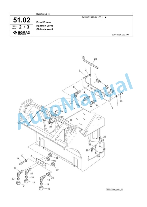 Bomag BW203SL-4 Tandem Vibratory Roller Spare Parts Catalogue 00825959 2 Bomag BW203SL-4 Tandem Vibratory Roller Spare Parts Catalogue 00825959-2