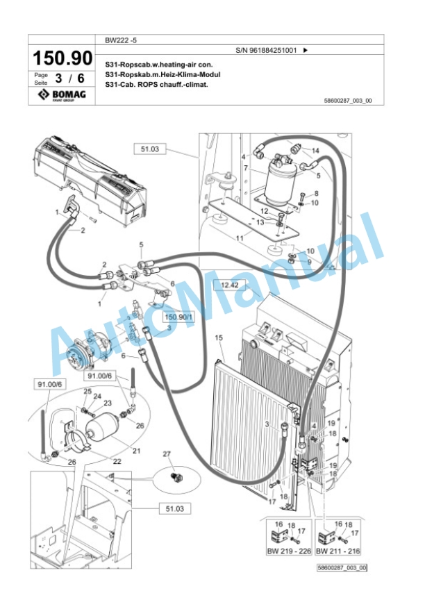 Bomag BW222-5 Single Drum Wheel Drive Vibratory Roller Spare Parts Catalogue 00826611 5 Bomag BW222-5 Single Drum Wheel Drive Vibratory Roller Spare Parts Catalogue 00826611-5