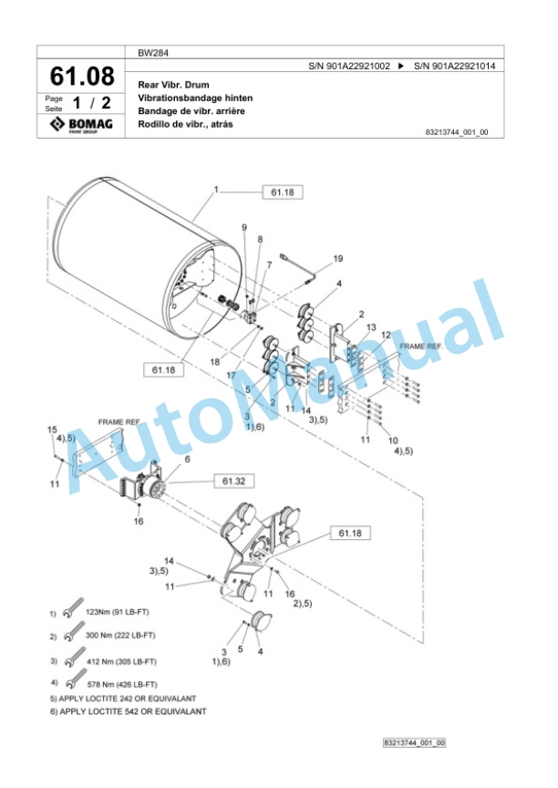 Bomag BW284 Tandem Vibratory Roller Spare Parts Catalogue 00824665 2 Bomag BW284 Tandem Vibratory Roller Spare Parts Catalogue 00824665-2