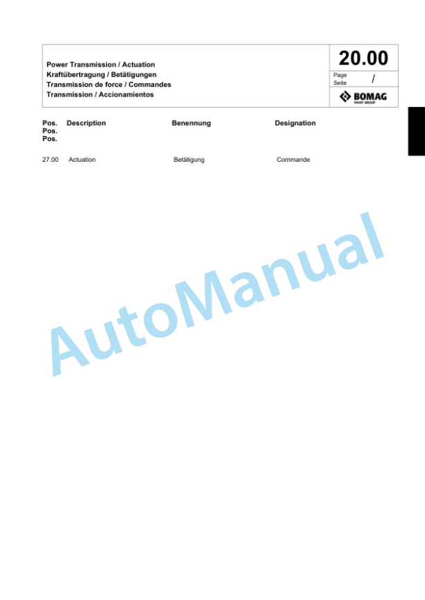 Bomag BW5AS Steel Wheel Roller Spare Parts Catalogue 00818993 3 Bomag BW5AS Steel Wheel Roller Spare Parts Catalogue 00818993-3