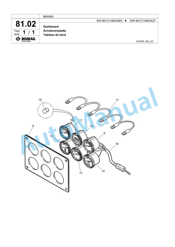 Bomag BW9AS Steel Wheel Roller Spare Parts Catalogue 00817889 2 Bomag BW9AS Steel Wheel Roller Spare Parts Catalogue 00817889-2