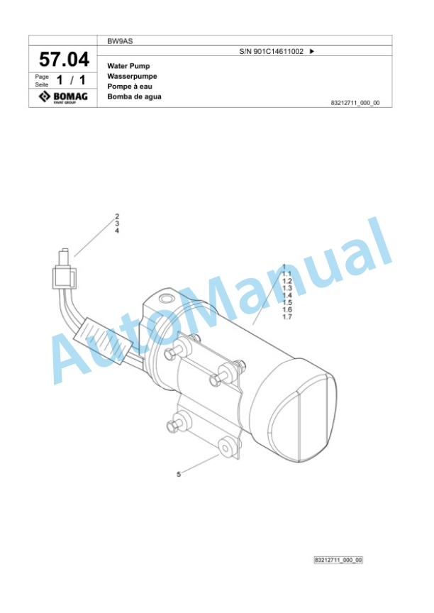 Bomag BW9AS Steel Wheel Roller Spare Parts Catalogue 00818621 2 Bomag BW9AS Steel Wheel Roller Spare Parts Catalogue 00818621-2