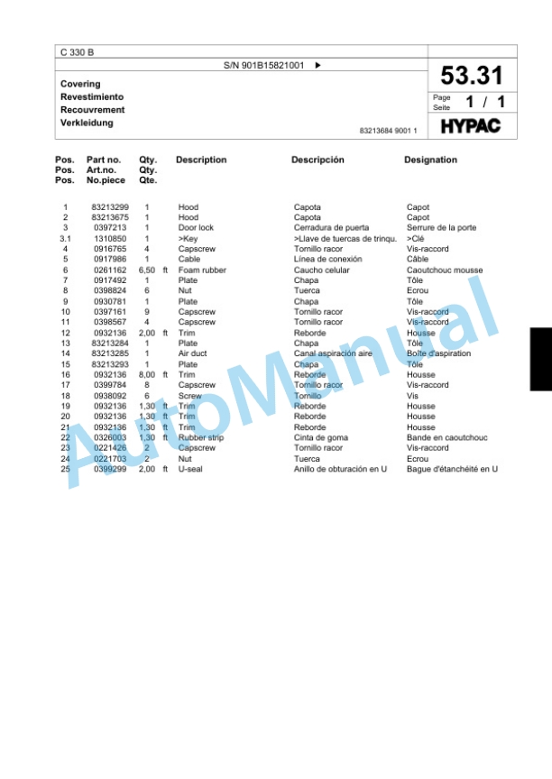 Bomag C 330 B Steel Wheel Roller Spare Parts Catalogue 00818975 3 Bomag C 330 B Steel Wheel Roller Spare Parts Catalogue 00818975-3