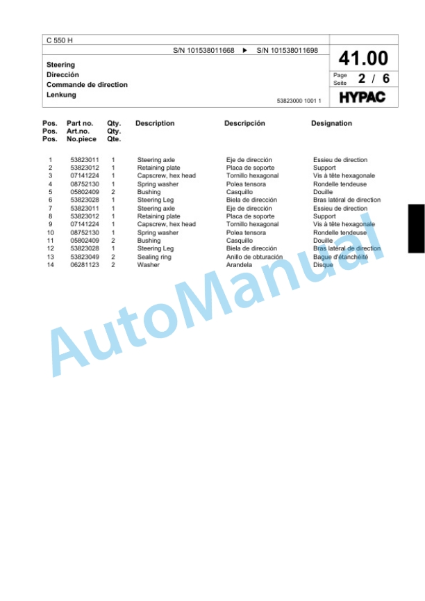 Bomag C 550 H Pneumatic Tired Roller Spare Parts Catalogue 00818691 2 Bomag C 550 H Pneumatic Tired Roller Spare Parts Catalogue 00818691-2